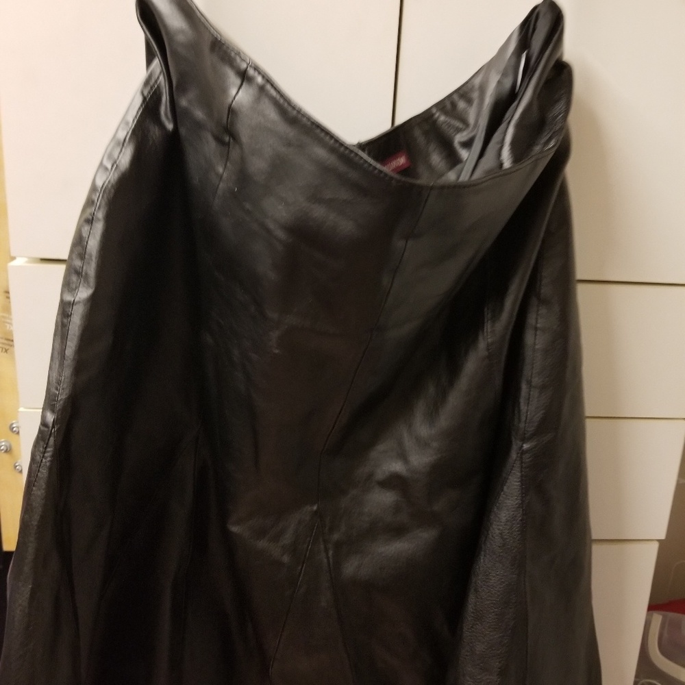 Genuine Black Leather Skirt